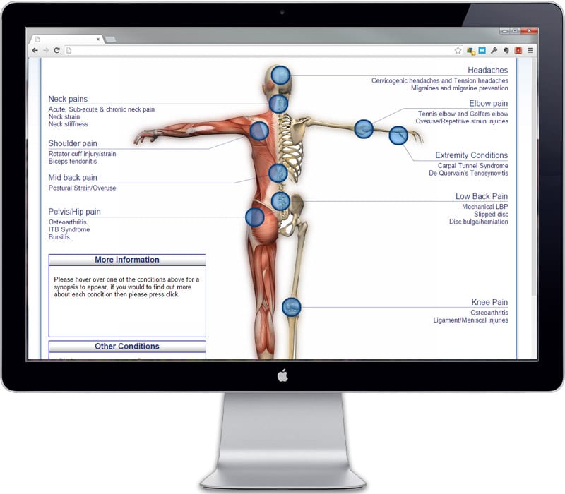 Reading Chiropractor conditions page