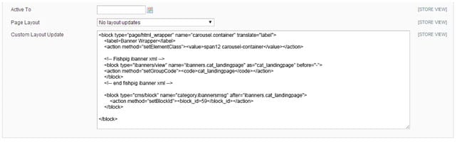 XML code for magento custom layout update