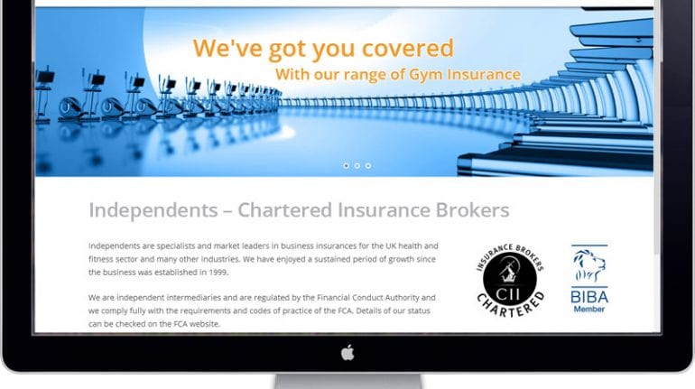 Homepage featuring a gym