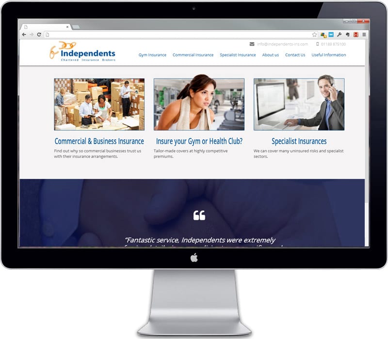 Services and testimonial on the homepage