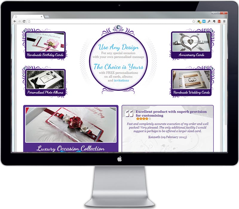 Stylised presentation area with key product categories