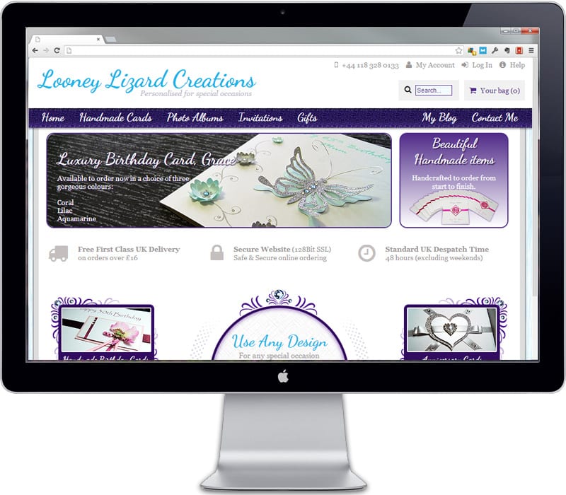 Looney Lizard Creations new home page heading