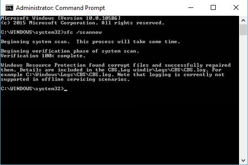 Command prompt SFC /scannow