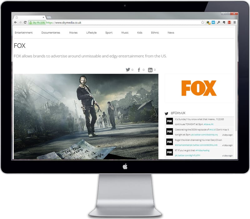 Channel data for Fox top